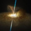 M77 aktīvais galaktikas kodols mākslinieka skatījumā; autortiesības: ESO/M. Kornmesser and L. Calçad