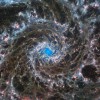 Spirālveida galaktika M74; autortiesības: ESA/Webb, NASA & CSA, J. Lee and the PHANGS-JWST Team