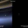 Zeme un Mēness no Saturna (pa kreisi) un Merkura (pa labi)
